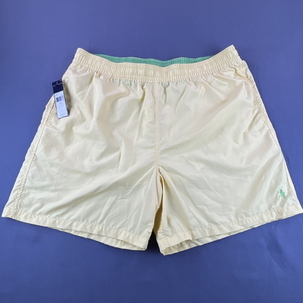 Polo Ralph Lauren Swim Trunks Butter Yellow Men's 1X Big Lined Beach‎ Vacation